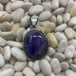 Native American sterling silver charoite pendant